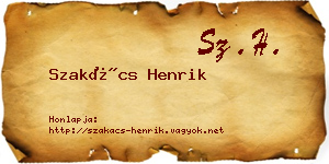 Szakács Henrik névjegykártya